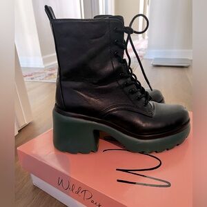 Wild Paid black booties w/green heel. Size 9. I wear a 10 & sized down to a 9